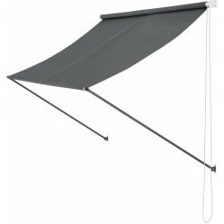 HELLOSHOP26 Brise-soleil Pare-soleil Auvent Pour Fixer Au Mur Rétractable Armature En Acier 400 X 120 Cm Gris - Gris