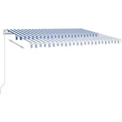 Auvent Manuel Rétractable 400x350 Cm Bleu Et Blanc VidaXL -Pergola Soldes 33397148 3