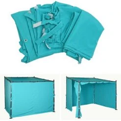 Jeu De 4 Parois Latérales Pour Pergola HHG-927, Parois Latérales De Remplacement 3x3m Polyester ~ Turquoise -Pergola Soldes 33435829 2