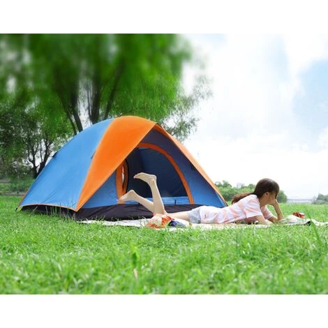 ILoveMilan Tente De Camping Ultra-Légère Pour 2-3 Personnes Facile à Installer Avec Sac De Transport Respirant & Imperméable & Anti-Insectes & Ventilée Tentes Pour Pique-Nique, Randonnée, Camping, Bleu Orange 6 ILoveMilan Tente De Camping Ultra-Légère Pour 2-3 Personnes Facile à Installer Avec Sac De Transport Respirant & Imperméable & Anti-Insectes & Ventilée Tentes Pour Pique-Nique, Randonnée, Camping, Bleu Orange – Image 4