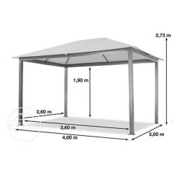 INTENT24.FR Tonnelle De Jardin 3x4 M Design En Optique Bois Toit En Polyester D'env. 220g/m², 4 Parois Latérales Champagne - Champagne -Pergola Soldes 33566717 5