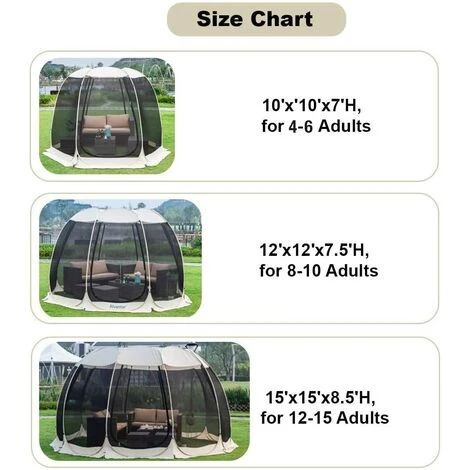 Alvantor Tente De Jardin, Moustiquaire Tonnelle De Réception Pour 4-6 Personnes, Pliable Pavillon Tente D'extérieur, Protection UV, Pour Fête Camping Jardin Plage 7 Alvantor Tente De Jardin, Moustiquaire Tonnelle De Réception Pour 4-6 Personnes, Pliable Pavillon Tente D'extérieur, Protection UV, Pour Fête Camping Jardin Plage – Image 5