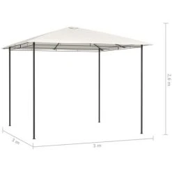 VidaXL Belvédère 3x3x2,6 M Crème 160 G/m² - Crème -Pergola Soldes 33912575 4
