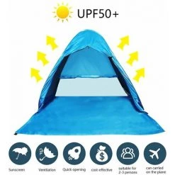 LangRay Pop Up Beach Shell Tente De Plage De Plage Tente De Plage Portable, Protection UV 50 For13person Famille Portable Beach Tente En Bleu -Pergola Soldes 33927617 3