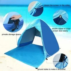 LangRay Pop Up Beach Shell Tente De Plage De Plage Tente De Plage Portable, Protection UV 50 For13person Famille Portable Beach Tente En Bleu -Pergola Soldes 33927617 4