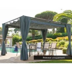 HESPERIDE Jeu De 4 Rideaux Pour Tonnelle Palmeira 3 X 3 M Ardoise - Ardoise -Pergola Soldes 3398921 3