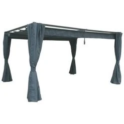 HESPERIDE Jeu De 4 Rideaux Pour Tonnelle Palmeira 4 X 3 M Ardoise - Ardoise
