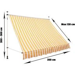 Strattore Auvent Rétractable / Manuel 250 X 120 Cm – Jaune/Blanc 9 Strattore Auvent Rétractable / Manuel 250 X 120 Cm – Jaune/Blanc -Pergola Soldes 34038233 3