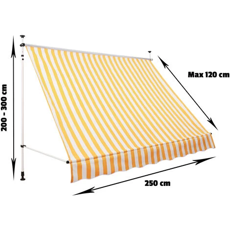 Strattore Auvent Rétractable / Manuel 250 X 120 Cm – Jaune/Blanc 5 Strattore Auvent Rétractable / Manuel 250 X 120 Cm – Jaune/Blanc – Image 3