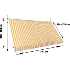 Strattore Auvent Rétractable / Manuel 350 X 120 Cm – Jaune/Blanc 9 Strattore Auvent Rétractable / Manuel 350 X 120 Cm – Jaune/Blanc -Pergola Soldes 34038243 3