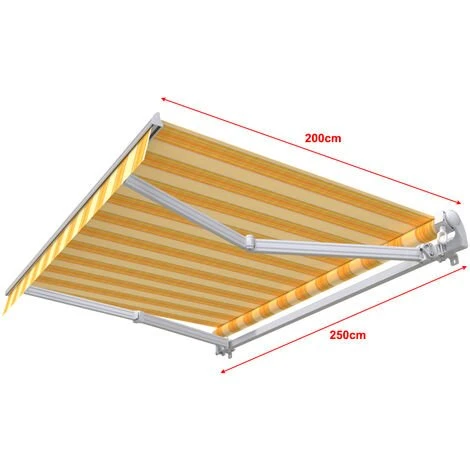 SUNNY INCH ® Store Banne Manuel Monobloc Pour Terrasse - Jaune Rayé - Longueur 2.5 M Et Largeur 2 M - Jaune Rayé 5 SUNNY INCH ® Store Banne Manuel Monobloc Pour Terrasse - Jaune Rayé - Longueur 2.5 M Et Largeur 2 M - Jaune Rayé – Image 3