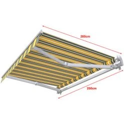 SUNNY INCH ® Store Banne Manuel Monobloc Pour Terrasse - Gris Jaune - Longueur 2.5 M Et Largeur 2 M - Gris Jaune -Pergola Soldes 3409792 3