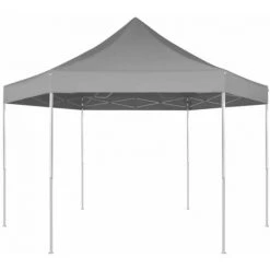 Chapiteau Hexagonal Pliable 3,6x3,1 M Gris VidaXL