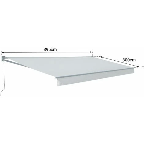 HAPPY GARDEN Store Banne SAULE 3,95 × 3m - Toile Rayée Blanche/grise Et Structure Blanche - Blanc 6 HAPPY GARDEN Store Banne SAULE 3,95 × 3m - Toile Rayée Blanche/grise Et Structure Blanche - Blanc – Image 4