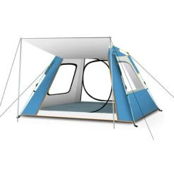 ASUPERMALL Tente De Camping De Plage A Ouverture Rapide Entierement Automatique, Tente De Protection Solaire Impermeable, Bleu Argente, 215*215*145Cm