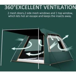 ASUPERMALL Tente De Camping De Plage A Ouverture Rapide Entierement Automatique, Tente De Protection Solaire Impermeable, Bleu Argente, 215*215*145Cm -Pergola Soldes 34346920 3