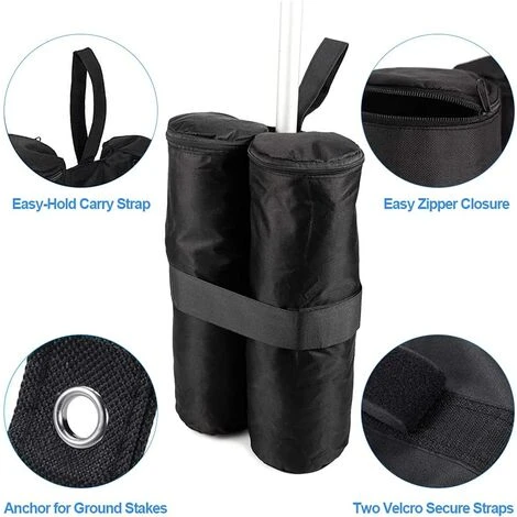 Kueatily Lot De 4 Sacs Poids Pour Pieds De Tonnelle - Pour Auvent De Tente, Parasol, Tonnelles D'ancrage, Trampolines (sable Non Inclus) 5 Kueatily Lot De 4 Sacs Poids Pour Pieds De Tonnelle - Pour Auvent De Tente, Parasol, Tonnelles D'ancrage, Trampolines (sable Non Inclus) – Image 3