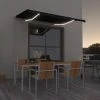 ASUPERMALL Auvent Manuel Retractable Avec LED 300x250 Cm Anthracite -Pergola Soldes 34546707 1