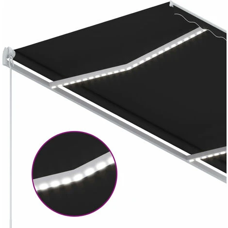 ASUPERMALL Auvent Manuel Retractable Avec LED 300x250 Cm Anthracite 7 ASUPERMALL Auvent Manuel Retractable Avec LED 300x250 Cm Anthracite – Image 5