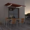ASUPERMALL Auvent Manuel Retractable Avec LED 300x250 Cm Orange Et Marron -Pergola Soldes 34546730 1