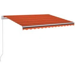 ASUPERMALL Auvent Manuel Retractable Avec LED 300x250 Cm Orange Et Marron -Pergola Soldes 34546730 2