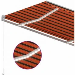 ASUPERMALL Auvent Manuel Retractable Avec LED 300x250 Cm Orange Et Marron -Pergola Soldes 34546730 5