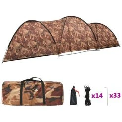 ASUPERMALL Tente Igloo De Camping 650x240x190 Cm 8 Personnes Camouflage -Pergola Soldes 34552883 3