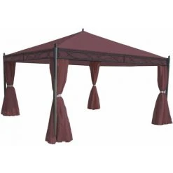 HHG Lot De 4 Côtés Pour Pergola Cadiz, Panneau Latéral De Remplacement 4x4m, Polyester ~ Rouge-brun -Pergola Soldes 34585021 3