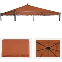 HHG Toit De Remplacement Pour Toit Pergola Pavillon Cadiz 4x4m ~ Terracotta Brun -Pergola Soldes 34585094 2