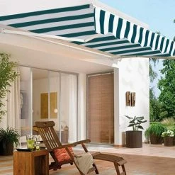 COSTWAY Store Banne De Balcon Rétractable 2,5 X 2M Avec Tissu Résistant Aux UV Et à L'Eau,Cadre En Aluminium Pour Terrasse Rayures Bleues 9 COSTWAY Store Banne De Balcon Rétractable 2,5 X 2M Avec Tissu Résistant Aux UV Et à L'Eau,Cadre En Aluminium Pour Terrasse Rayures Bleues -Pergola Soldes 34634817 3