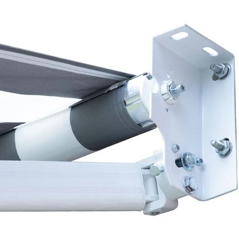 BENEFFITO BOCARAY - Store Banne Rétractable - Toile Polyester Déperlante Haute Densité - Protection Anti-UV - Ouverture Et Fermeture Manuelle Avec Manivelle - BLANC GRIS Rayé - 2,95x2,5M 6 BENEFFITO BOCARAY - Store Banne Rétractable - Toile Polyester Déperlante Haute Densité - Protection Anti-UV - Ouverture Et Fermeture Manuelle Avec Manivelle - BLANC GRIS Rayé - 2,95x2,5M – Image 4