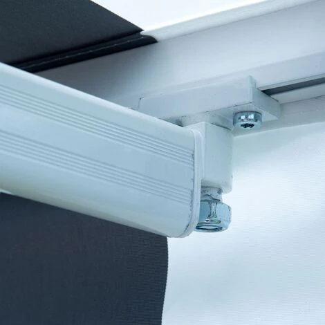 BENEFFITO BOCARAY - Store Banne Rétractable - Toile Polyester Déperlante Haute Densité - Protection Anti-UV - Ouverture Et Fermeture Manuelle Avec Manivelle - BLANC GRIS Rayé - 2,95x2,5M 7 BENEFFITO BOCARAY - Store Banne Rétractable - Toile Polyester Déperlante Haute Densité - Protection Anti-UV - Ouverture Et Fermeture Manuelle Avec Manivelle - BLANC GRIS Rayé - 2,95x2,5M – Image 5