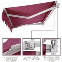 GOPLUS Store Banne Auvent Manuel Rétractable Avec Manivelle En Aluminium Et Polyester, Imperméable, Résistant Aux UV, Pour Terrasse, Bistro, Balcon, Imperméable,300X250CM (Bordeaux) 9 GOPLUS Store Banne Auvent Manuel Rétractable Avec Manivelle En Aluminium Et Polyester, Imperméable, Résistant Aux UV, Pour Terrasse, Bistro, Balcon, Imperméable,300X250CM (Bordeaux) -Pergola Soldes 34761224 3