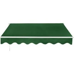 GOPLUS Store Banne Auvent Manuel Rétractable Avec Manivelle En Aluminium Et Polyester, Imperméable, Résistant Aux UV, Pour Terrasse, Bistro, Balcon, Imperméable,300X250CM (Vert)