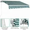 GOPLUS Store Banne Auvent3x2.5M Manuel Rétractable Imperméable Et Résistant Aux UV Avec Manivelle,pour Terrasse,Bistro,Vert Et Blanc -Pergola Soldes 34761718 1