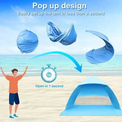 Kueatily Tente Escamotable , Tente De Camping De Plage, Tente Pliable Extérieure Légère Et Imperméable Aux UV Comme Protection Solaire Pour Les Enfants, La Famille Et Le Chien Sur La Plage Du Jardin 7 Kueatily Tente Escamotable , Tente De Camping De Plage, Tente Pliable Extérieure Légère Et Imperméable Aux UV Comme Protection Solaire Pour Les Enfants, La Famille Et Le Chien Sur La Plage Du Jardin – Image 5