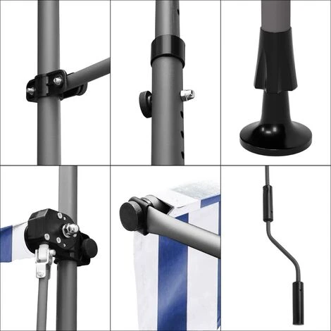 FIXKIT Auvent Balcon, Store Balcon Imperméable Avec Manivelle, Sans Perçage, Résistant Aux UV Réglable En Hauteur, En Métal Et Polyester, Bleu Et Blanc,300 X 120 Cm 6 FIXKIT Auvent Balcon, Store Balcon Imperméable Avec Manivelle, Sans Perçage, Résistant Aux UV Réglable En Hauteur, En Métal Et Polyester, Bleu Et Blanc,300 X 120 Cm – Image 4