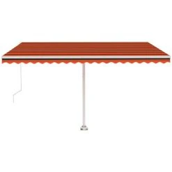 Auvent Manuel Rétractable Sur Pied 450x300 Cm Orange Et Marron VidaXL -Pergola Soldes 35098124 4