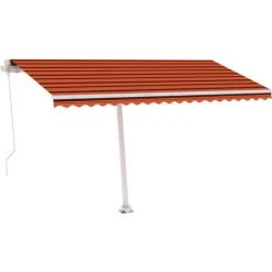 Auvent Manuel Rétractable Sur Pied 450x300 Cm Orange Et Marron VidaXL -Pergola Soldes 35098124 5