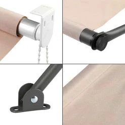 PEDY Store Banne Manuel,Auvent Balcon Résistant Aux UV Et Aux Intempéries,Auvent Rétractable Manuel,Hauteur Et Inclinaison Réglable,Protection Solaire Et Pluie,pour Jardin Rerrasse,Kaki，200x120cm -Pergola Soldes 35177921 3