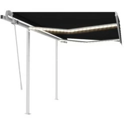 ASUPERMALL Auvent Manuel Retractable Avec LED 3x2,5 M Anthracite