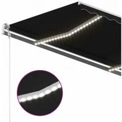 ASUPERMALL Auvent Manuel Retractable Avec LED 3x2,5 M Anthracite 10 ASUPERMALL Auvent Manuel Retractable Avec LED 3x2,5 M Anthracite -Pergola Soldes 35499661 4