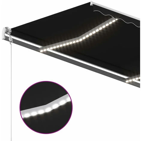 ASUPERMALL Auvent Manuel Retractable Avec LED 3x2,5 M Anthracite 6 ASUPERMALL Auvent Manuel Retractable Avec LED 3x2,5 M Anthracite – Image 4