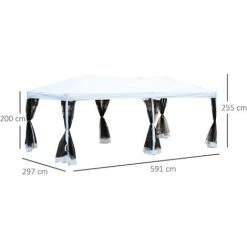 Outsunny Tonnelle Barnum Pliant Style Colonial 5,91L X 2,97l X 2,55H M 6 Moustiquaires + Sac De Transport Blanc Et Noir 9 Outsunny Tonnelle Barnum Pliant Style Colonial 5,91L X 2,97l X 2,55H M 6 Moustiquaires + Sac De Transport Blanc Et Noir -Pergola Soldes 3561840 3
