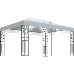 VidaXL Tonnelle Avec Double Toit Et Lumières LED 3x4 M Blanc - Blanc -Pergola Soldes 35814008 2