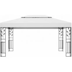 VidaXL Tonnelle Avec Double Toit Et Lumières LED 3x4 M Blanc - Blanc -Pergola Soldes 35814008 4