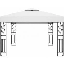 VidaXL Tonnelle Avec Double Toit Et Lumières LED 3x4 M Blanc - Blanc -Pergola Soldes 35814008 5