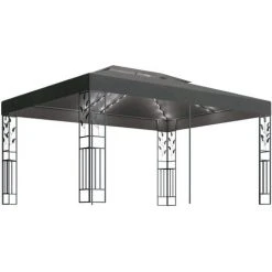 VidaXL Tonnelle Avec Double Toit Et Lumières LED 3x4 M Anthracite - Anthracite -Pergola Soldes 35814010 2