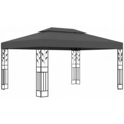 VidaXL Tonnelle Avec Double Toit Et Lumières LED 3x4 M Anthracite - Anthracite -Pergola Soldes 35814010 3