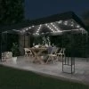 VidaXL Tonnelle Avec Guirlande Lumineuse à LED 3x4 M Anthracite Tissu - Anthracite -Pergola Soldes 35814085 1
